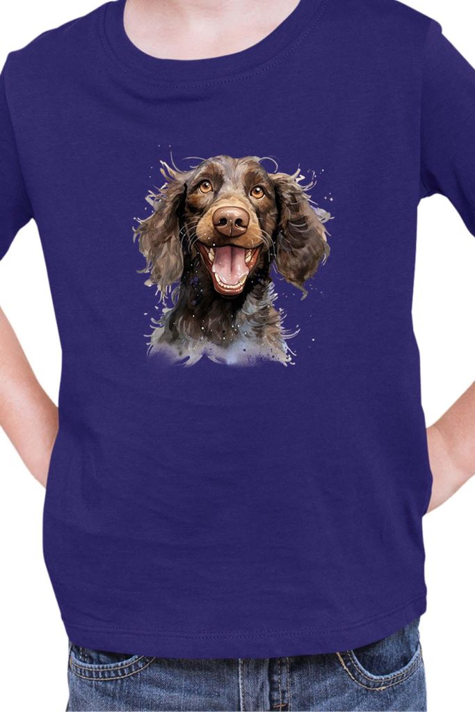 Kinder T-Shirt Funny Dogs Breeds American Water Spaniel Dog Breed 010, 3-4 Jahr - 104 / Dunkelblau
