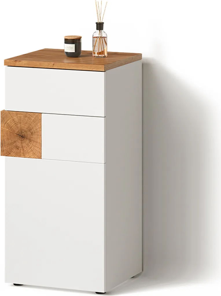 Petit meuble de rangement blanc pour optimiser l'espace salle de bain
