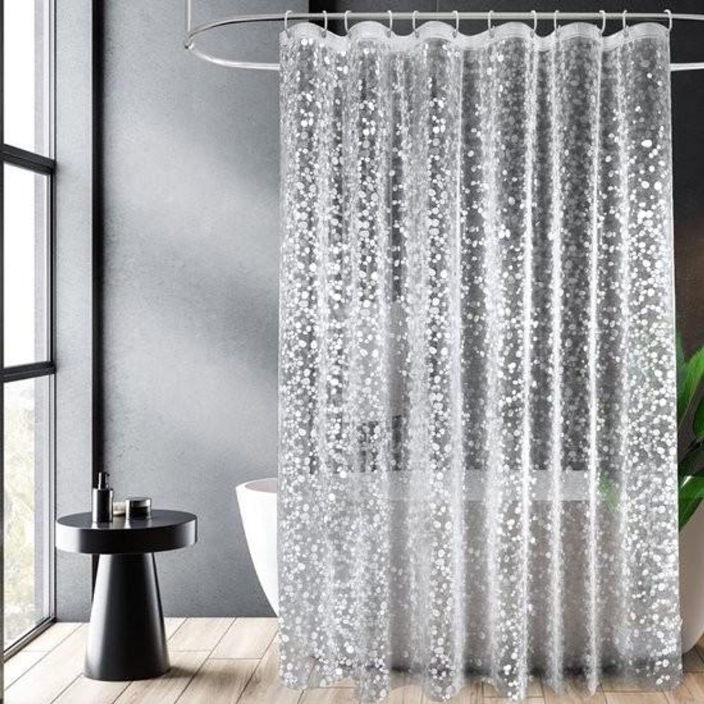 Duschvorhang 180 x 210 cm mit Gewicht Magnet unten, Wasserdichter Duschvorhang Transparent für Badezimmer, EVA-Material Antibakterieller Anti-Schi...