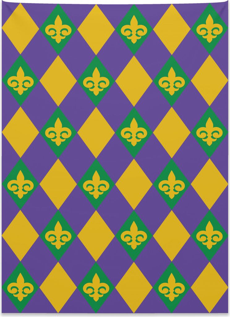 Abakuhaus New Orleans Wandteppich, Rautenmuster aus Weiches Mikrofaser Stoff Kein Verblassen Klare Farben Waschbar, 110 x 150 cm, Violett Gelb Grün