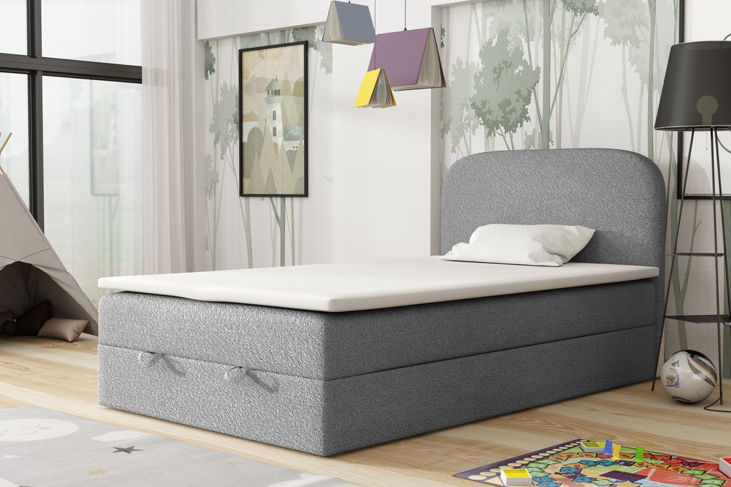 VELAR Boxspringbett mit bettkasten "BOUCLE 3", 120 cm, Grau