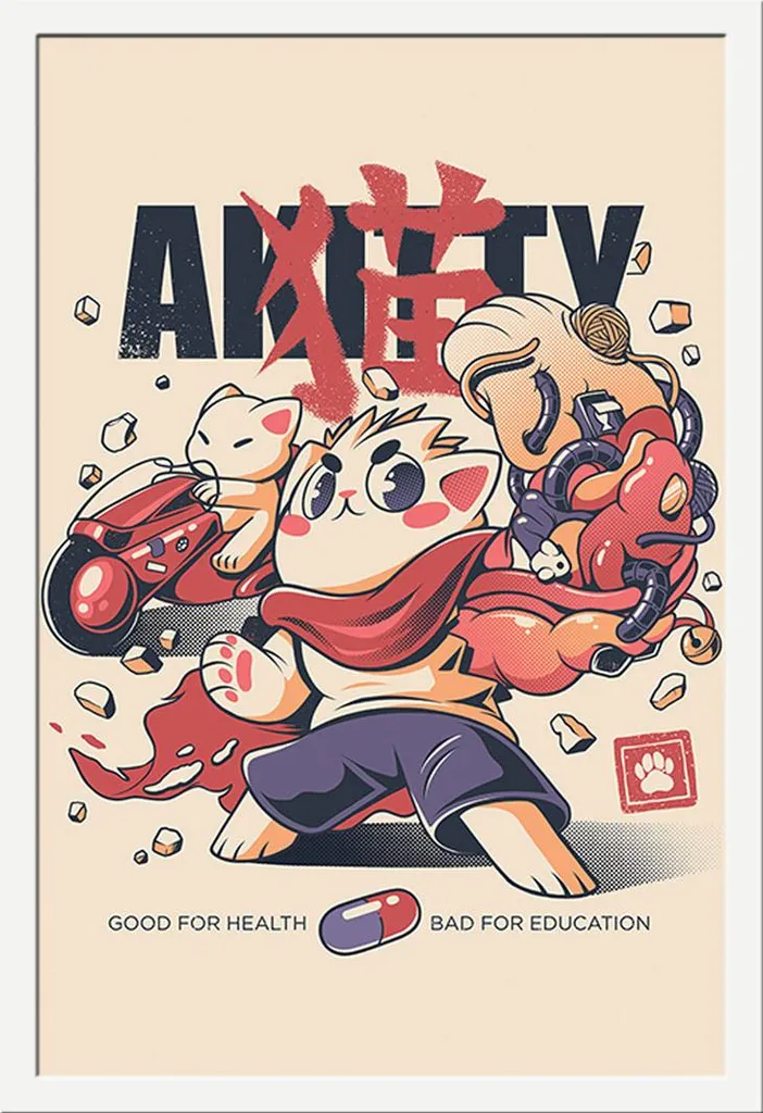 Affiche encadrée Akitty 61x91cm Cadre Blanc Shinsuke Vitre Acrylique