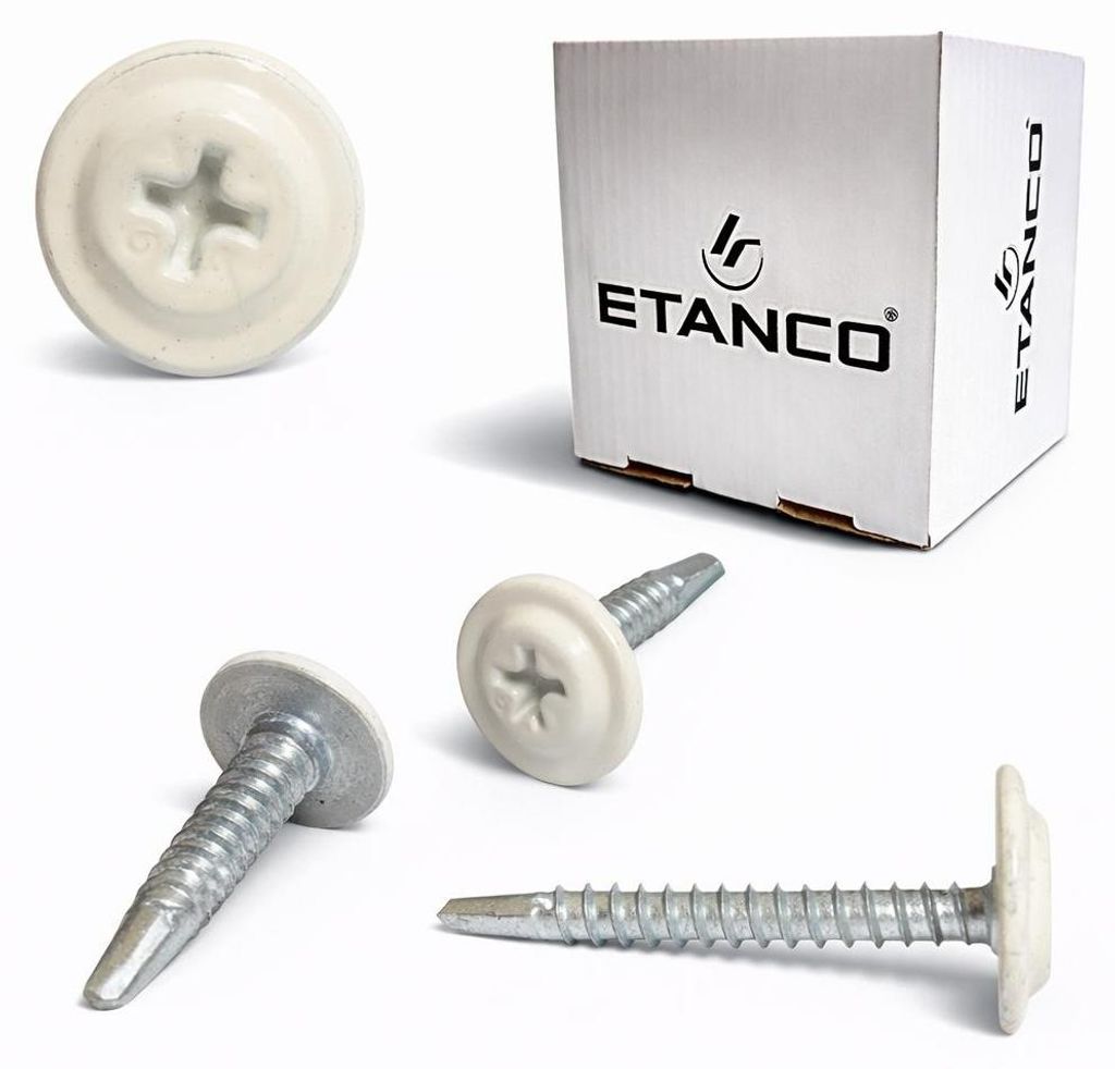 ETANCO GM-B Selbstbohrschrauben für Stahl Dach RAL 9001 Cremeweiß 4,2 x 32 mm 250 Stk.