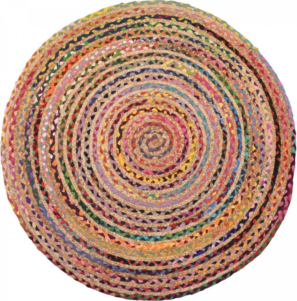 Handgefertigter runder Jute-Teppich mit ALANA-Ethno-Muster