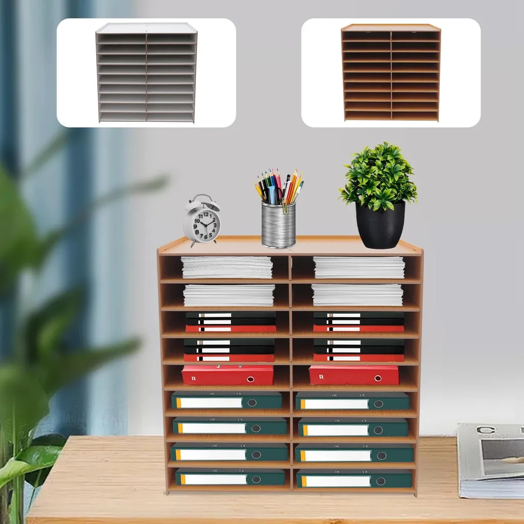 Range-documents bois 18 compartiments, solution désordre bureau