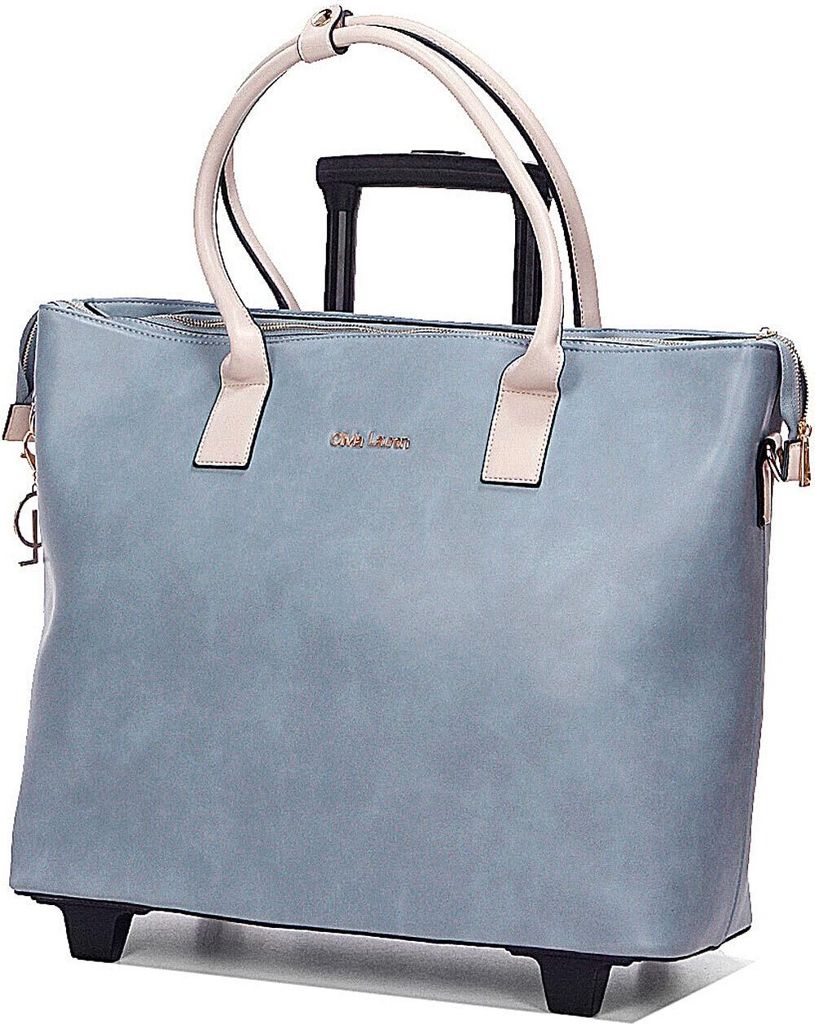 Damen Aktentasche Lehrertasche, Trolley auf Rollen Blau/Beige Bowatex