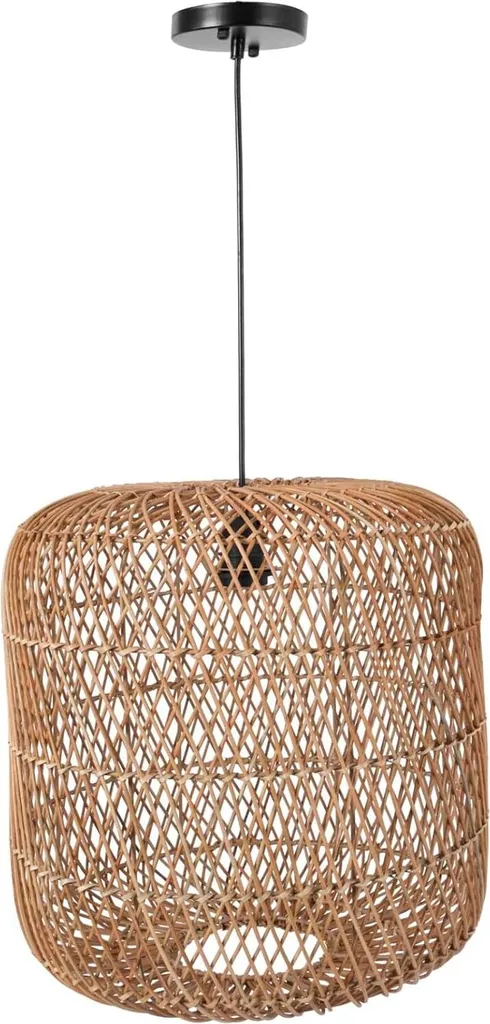 VIVANNO Lampada a sospensione in rattan DAVANTA Rotonda, intrecciata naturale - 30x40 cm