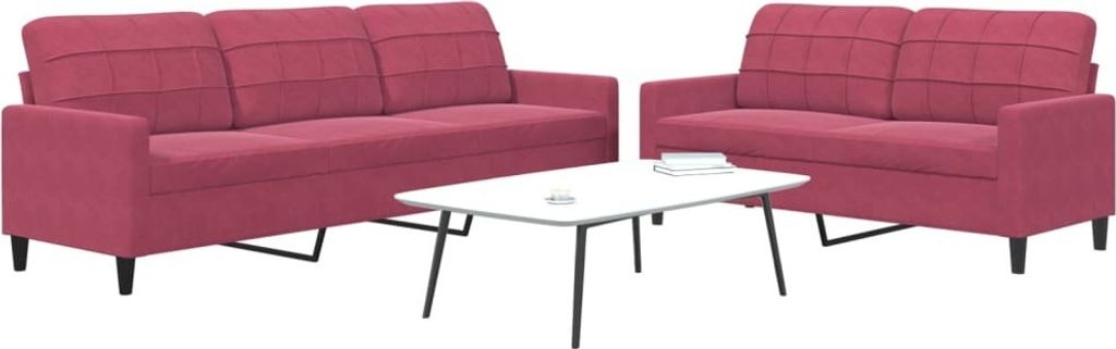 "2026 Promotion" 2-tlg. Sofagarnitur mit kissen - Wohnlandschaft - Weinrot Samt - Klassische Sofas CC13653
