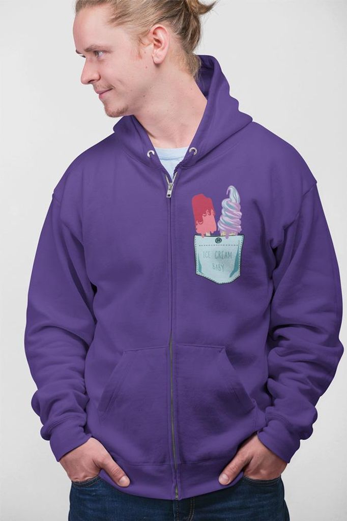 D&B Uni Hoodie ZIPPO00017 Ice Cream Lila-Größe M