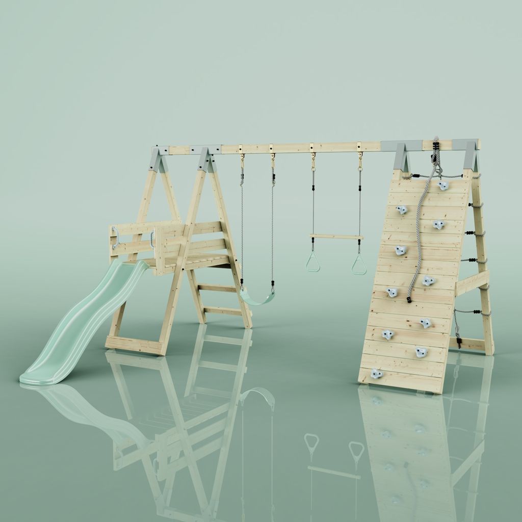 OutdoorToys Klettergerüst Krokodil aus Holz in Grün Mintgrün