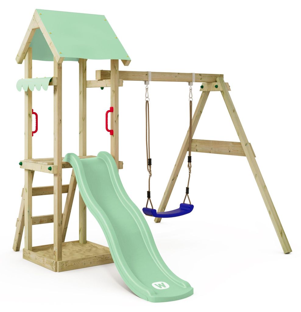 Spielturm Wickey TinyWave mit Rutsche und Sandkasten in Hellgrün