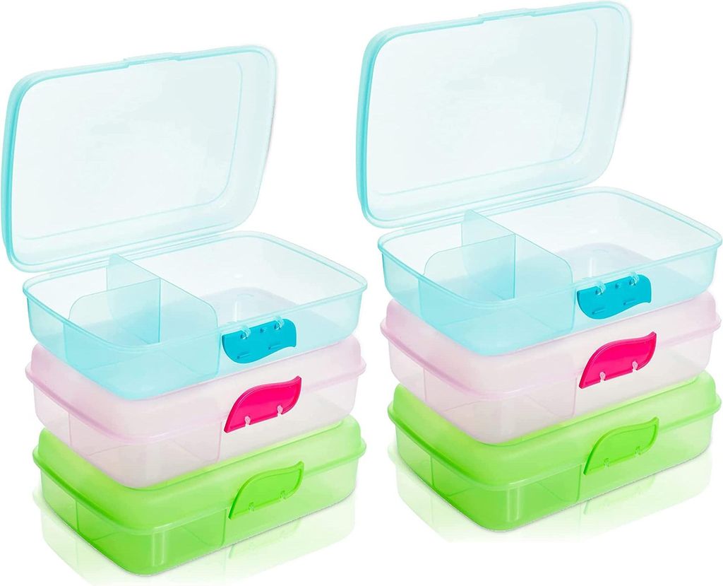 Lunchbox 6er Set mit Fächern, stapelbar, Bento Brotdose, Clickverschluss