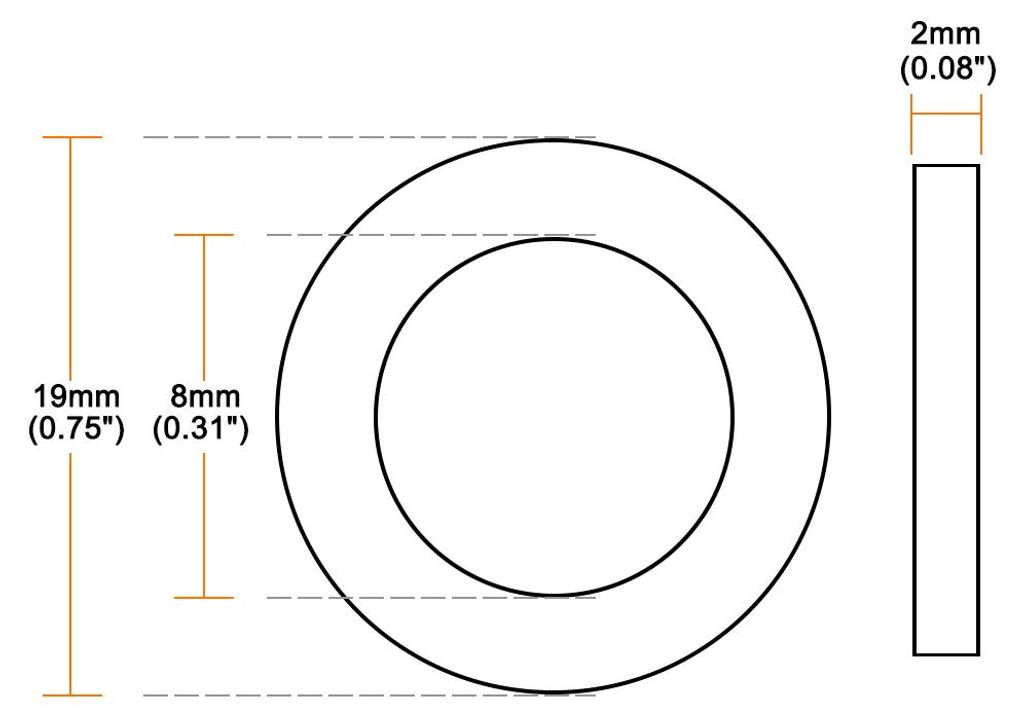 100Stk, Nylon Flache Unterlegscheiben M8 fš¹r 8 mm ID Schraubenbolzen 19 mm AD 2 mm Dick Distanzhš¹lsen Dichtungsringe Beilagscheiben fš¹r Wa...