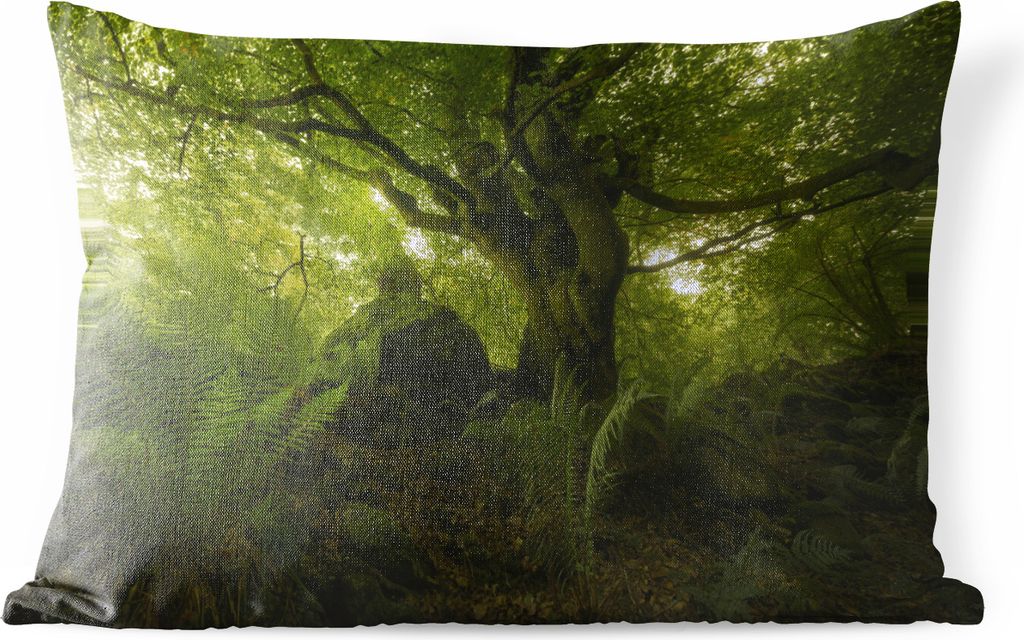 MuchoWow Outdoor Kissen - Dunkelgrüner Wald - 50x30 cm - Wetterfest - Lounge Kissen - Sofa kissen - Wohnzimmer Dekoration