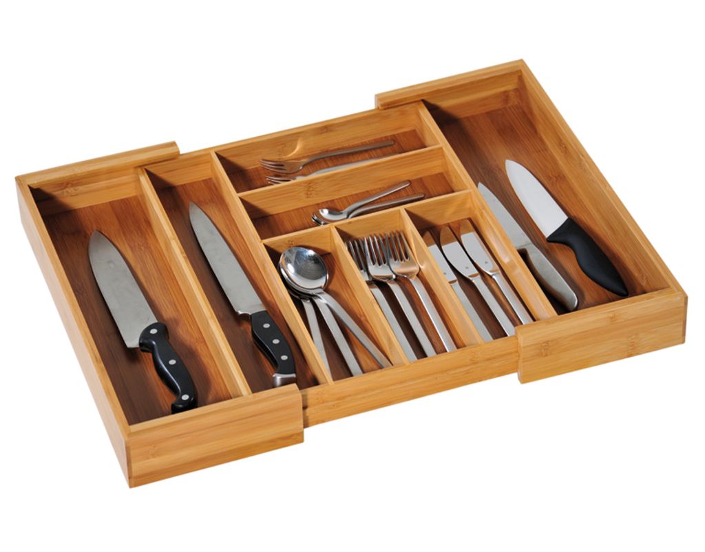 KESPER 17085-13 Variabler Besteckkasten Bambus ausziehbar von 35 - 58 cm