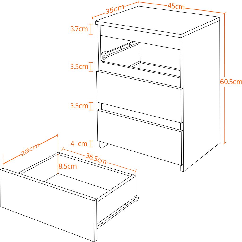 Yaheetech 2X Nachttisch Nachttschrank Nachtkommode Produktbild 4