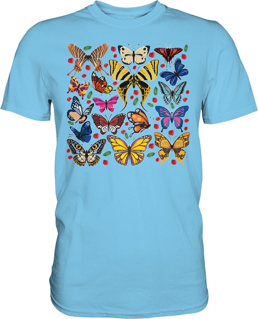 Bunte Schmetterlinge T-Shirt – Sky Blue / S Produktbild 