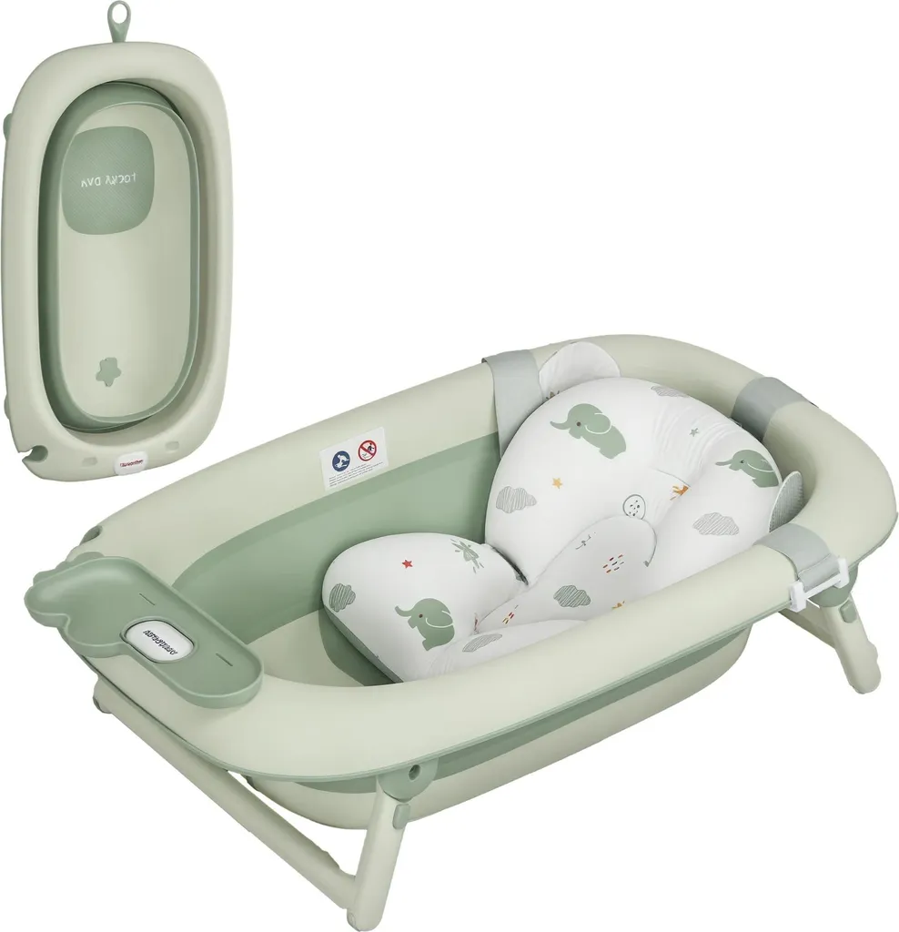 Baignoire de voyage pliable pour bébé - Kit complet avec coussin - Vert