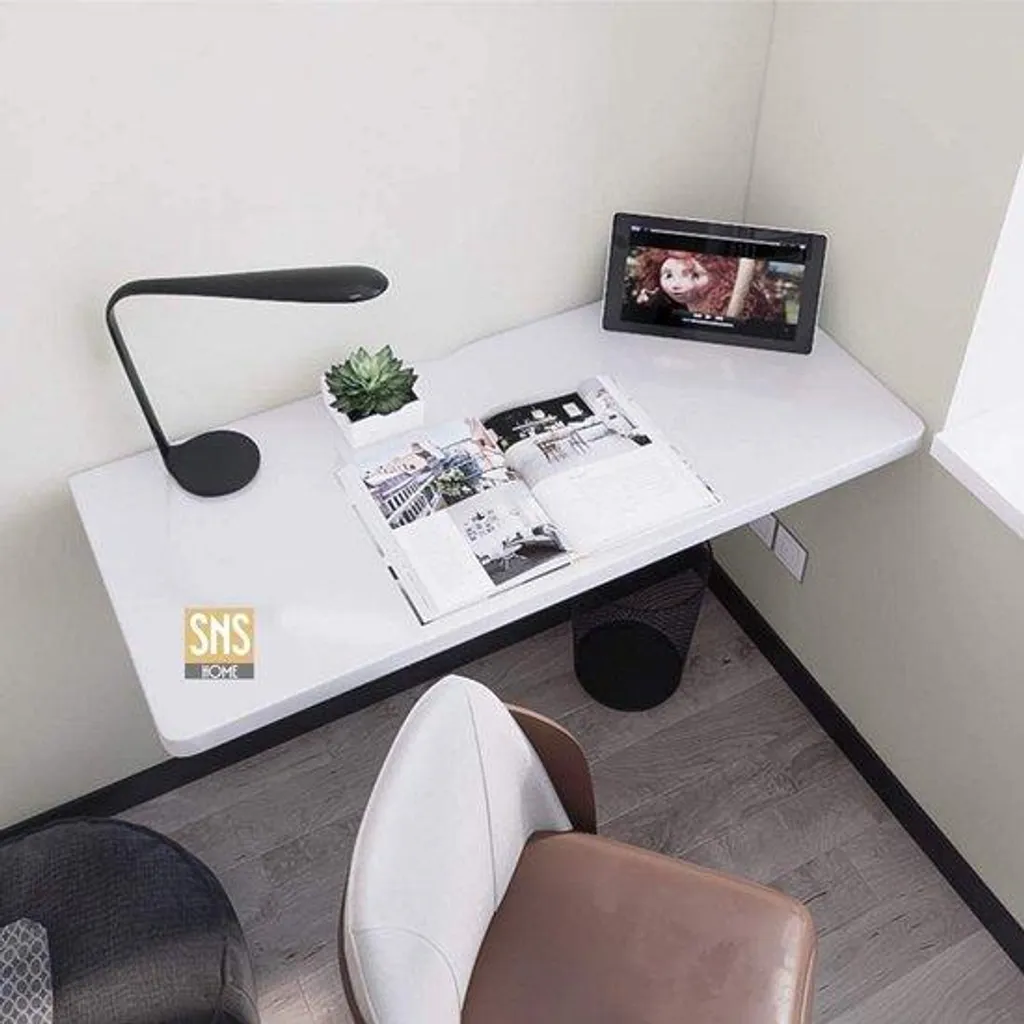 Table pliante murale Bofigo ovale 72 x 45 cm blanche gain de place