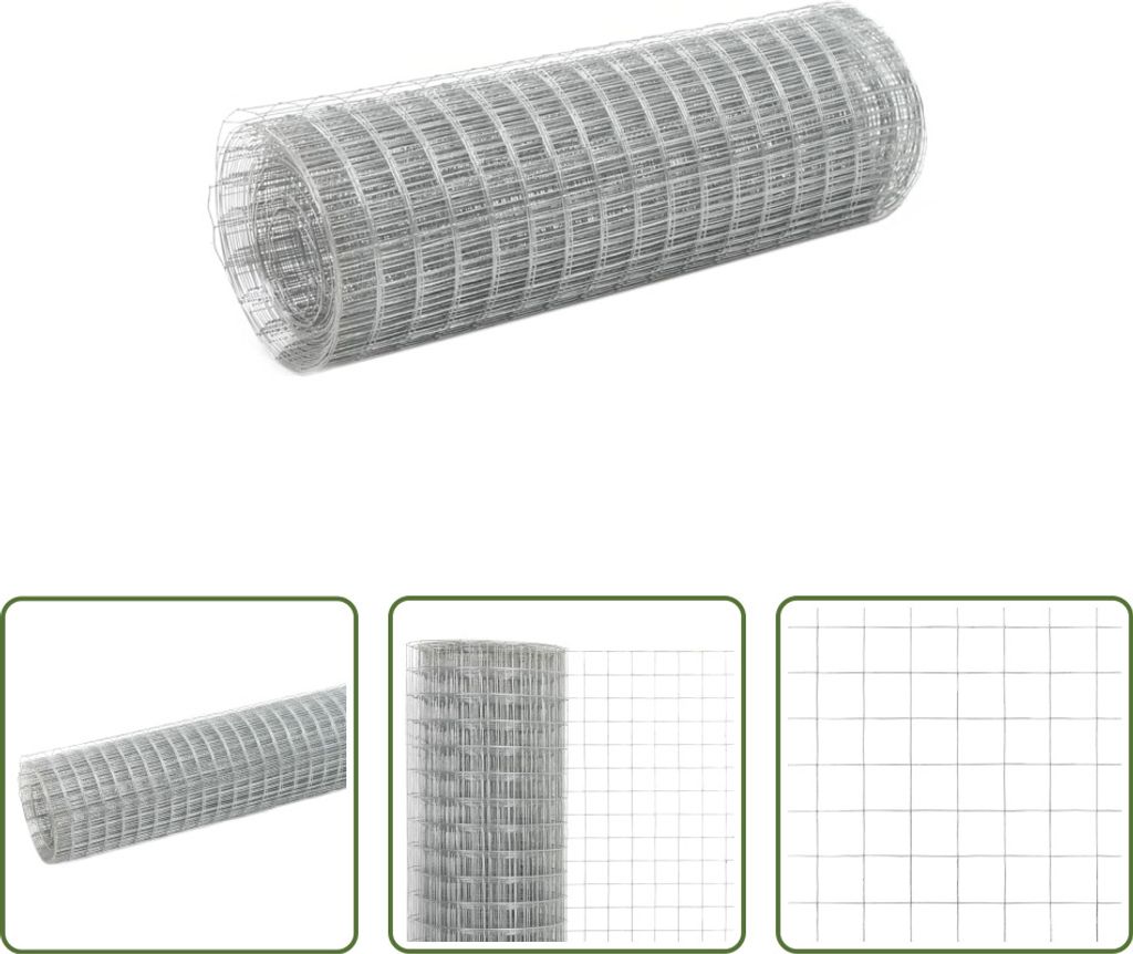 The Living Store Maschendraht Verzinkter Stahl 25x0,5 m Silbern