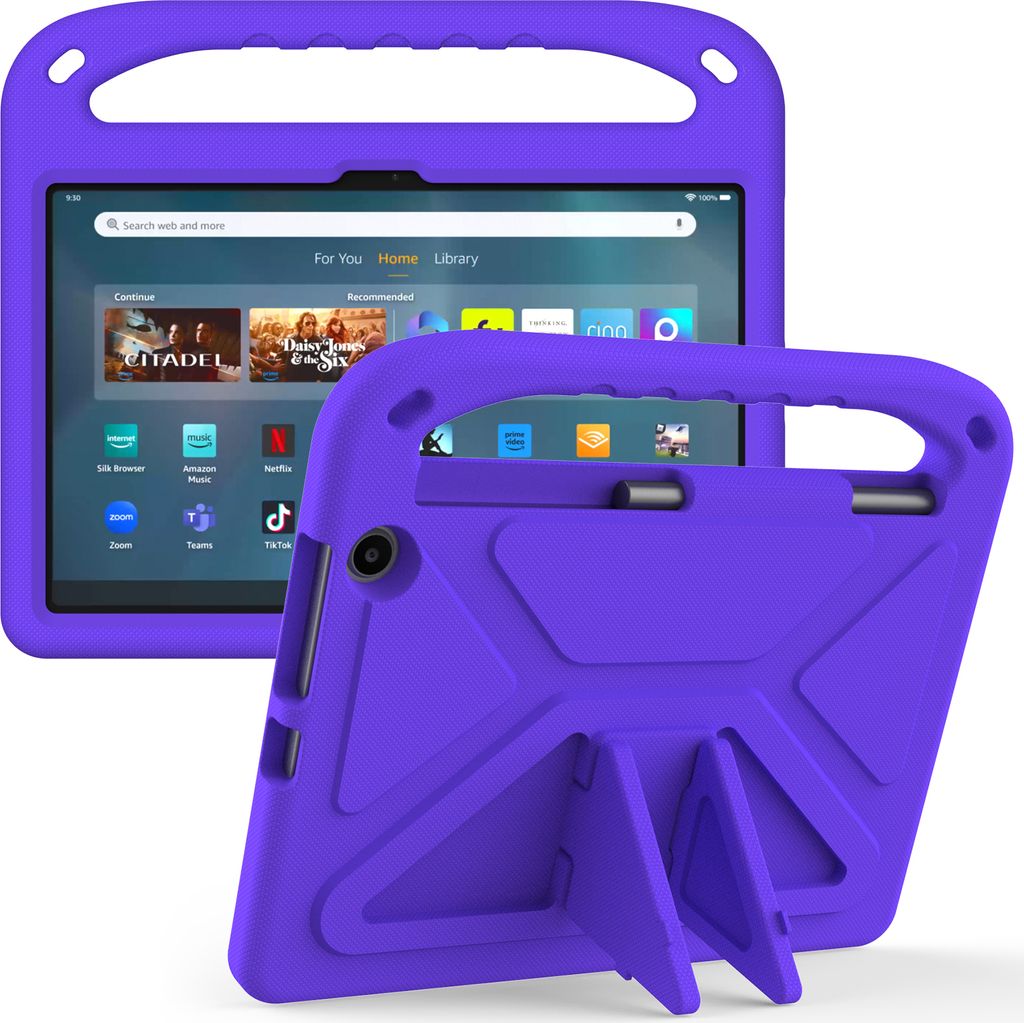 Hülle für Amazon Fire Max 11, Leichte Stoßfeste Eva Kinder Schutzhülle mit Griff und Faltbarem Ständer Lila