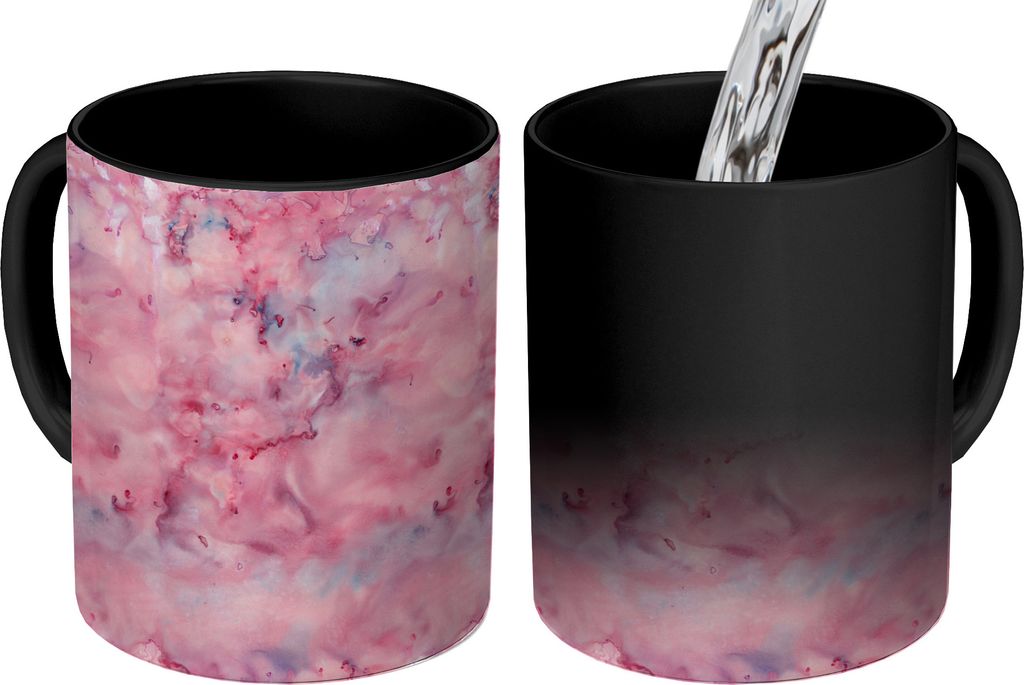 MuchoWow Zauber Tasse Zaubertasse Magic Alkoholtinte - Marmor - Rosa - Muster 350 ml Farbwechsel Becher Geschenk Geschenkidee - Magic-Tasse - Fot...