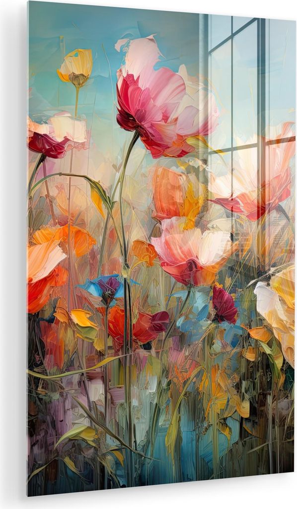 MuchoWow Glasbilder - Bilder auf Wandbild - Foto auf Glas Blumen - Aquarell - Kunst - Botanisch - Natur 20x30 cm Wanddekoration aus Glas - Acrylgla...