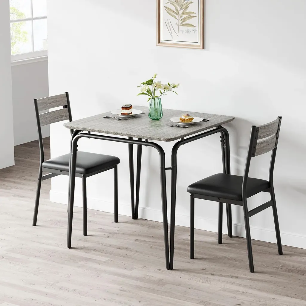 Set Table Carrée et 2 Chaises Compactes pour Studio et Petit Appart