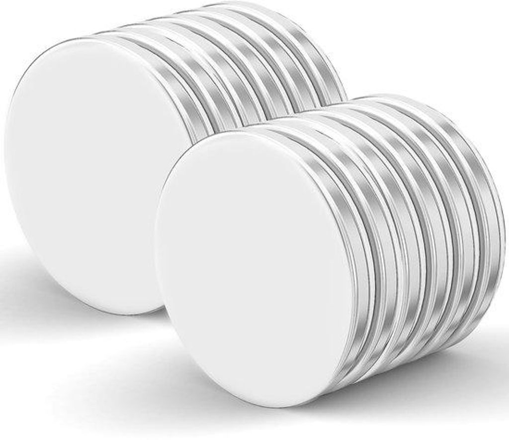Neodymium Magnete, 20 mm x 2 mm, 12 Stück, Silber, Rund, für Kühlschrank, Büro, Wissenschaft, Basteln