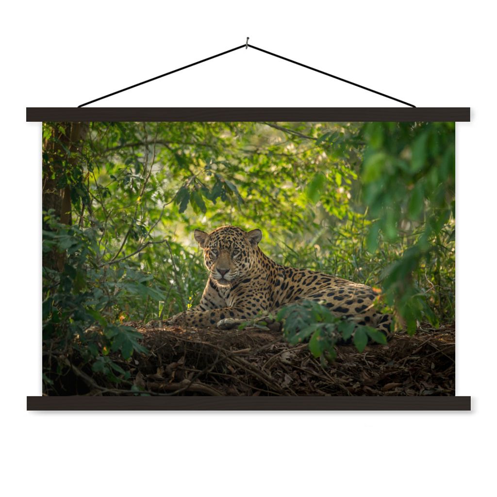 MuchoWow Textilposter Jaguar im Dschungel 150x100 cm mit schwarzem Rahmen - Schlafzimmer