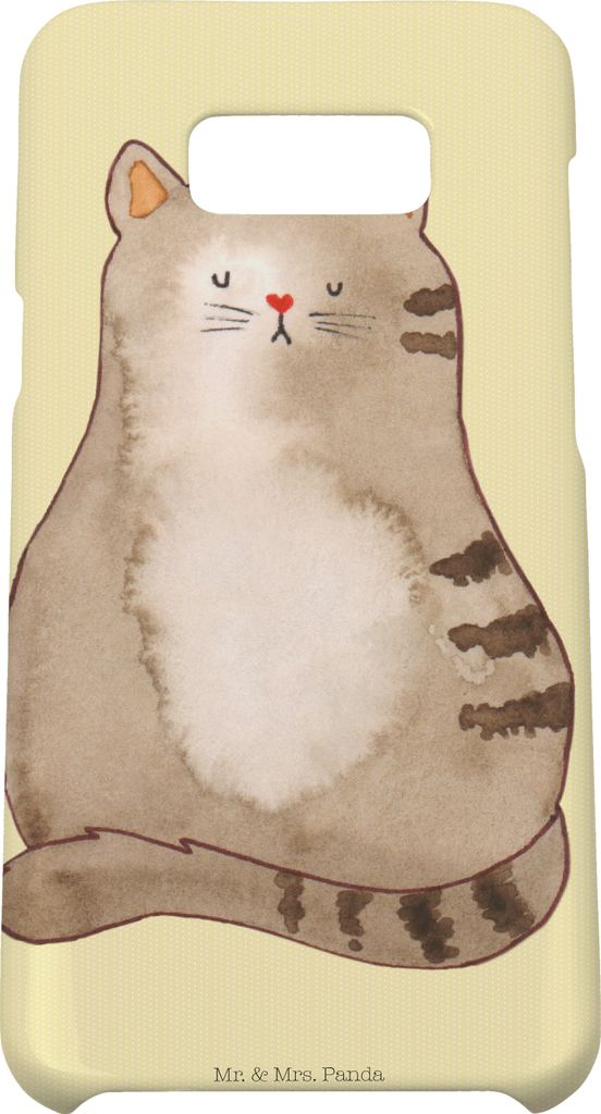 Mr. & Mrs. Panda Samsung Galaxy S8 plus Handyhülle Katze Sitzen - Gelb Pastell - Geschenk, Handy, Katzen, Herz, Cat, Haustier, Hülle, Cover, Case...