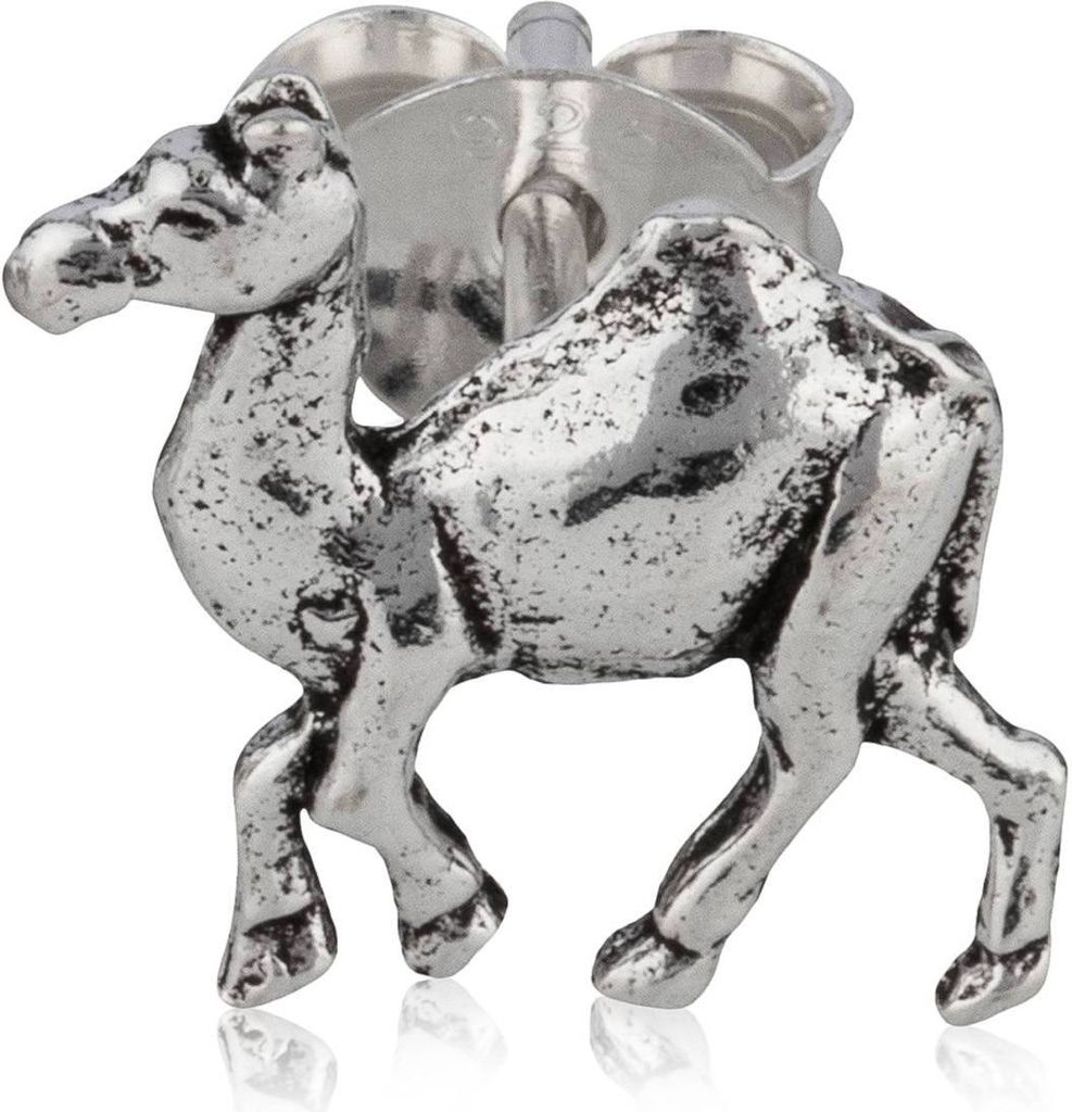 Einzelohrstecker Kamel 925 Silber Oxidiert 9mm Ohrring Ohrschmuck Amulett