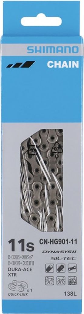 SHIMANO CN-HG901-11 Dura Ace Schaltungskette, 138 Glieder, 11-fach, mit Verschlußglied, silber