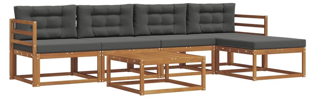 vidaXL Outdoor-Sofagarnitur mit Kissen 6 pcs Natur und Anthrazit