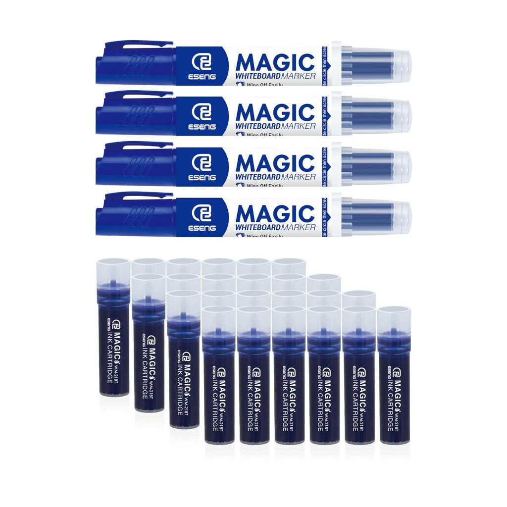 ESENG Whiteboard Marker MAGIC WM-218, 4x Marker + 24x Patronen (blau)