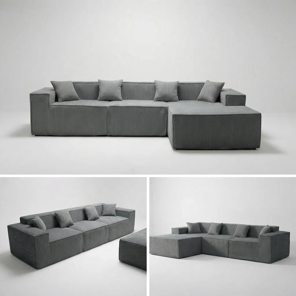 Grand canapé d'angle modulable 279 cm idéal pour salon et invités - 8