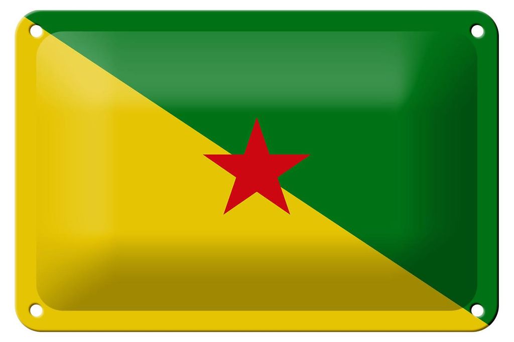 Blechschild Flagge Französisch-Guayanas 18x12cm Flag French Dekoration