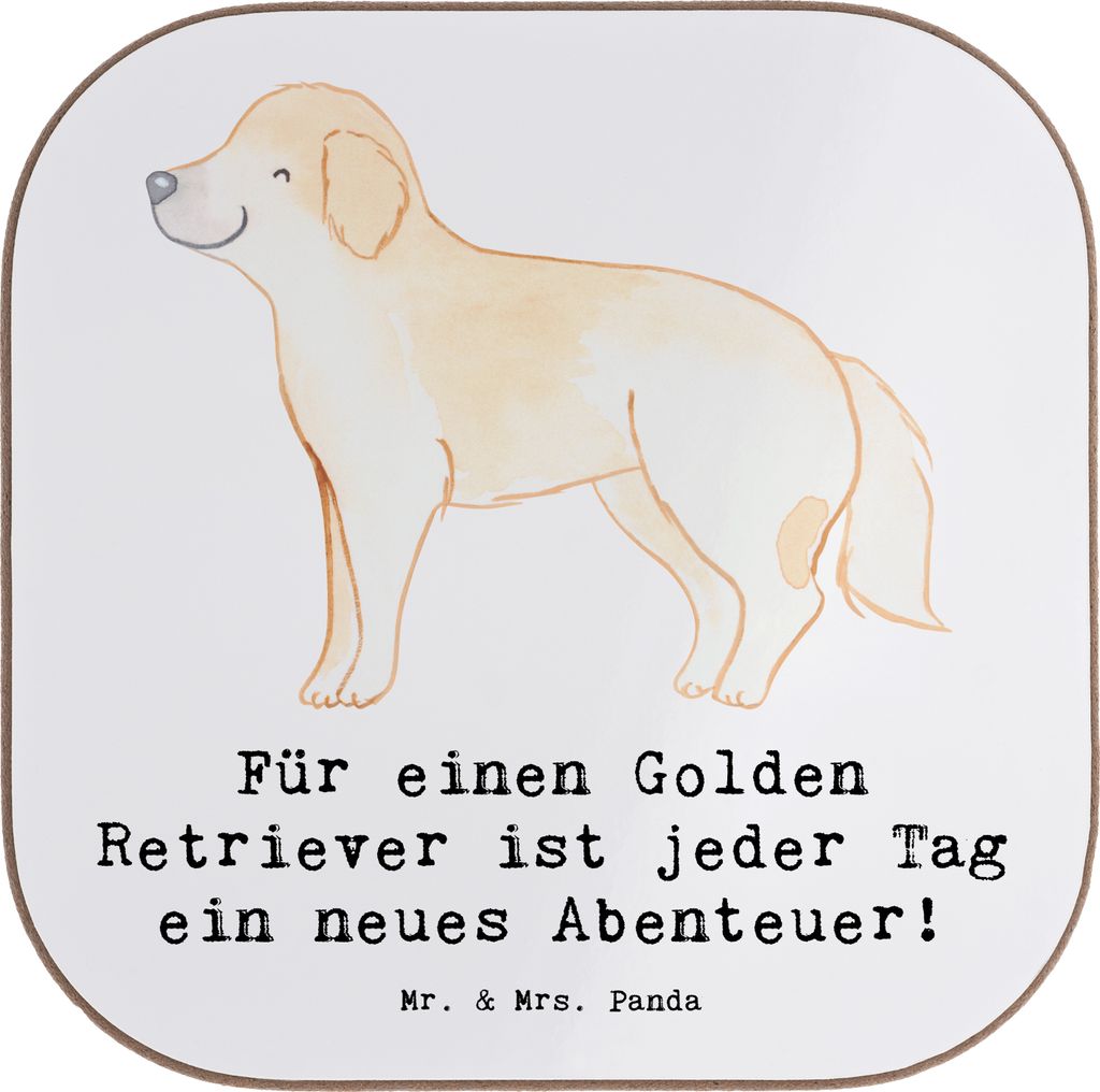 Mr. & Mrs. Panda Untersetzer für Gläser Golden Retriever Abenteuer - Weiß - Geschenk, gläseruntersetzer, Hunderassen Charakter, Pflege, Therapi...