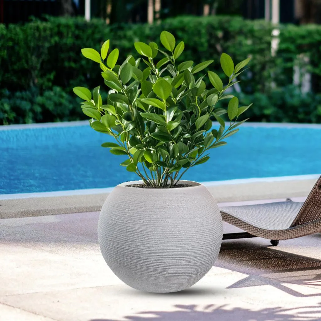 Vase en résine léger et robuste beige d.40cm, fini les pots lourds cassés