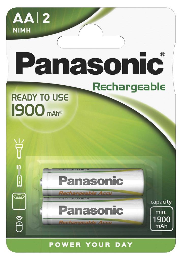 1x2 Panasonic Akku NiMH Mignon AA 1900 mAh Ready to Use Produktbild 