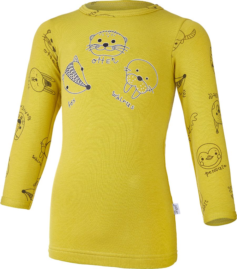 Kinder T-Shirt lange Ärmel MOTIV DRUCK Outlast - Gelbgrün/Gelbgrün Tiere, 128