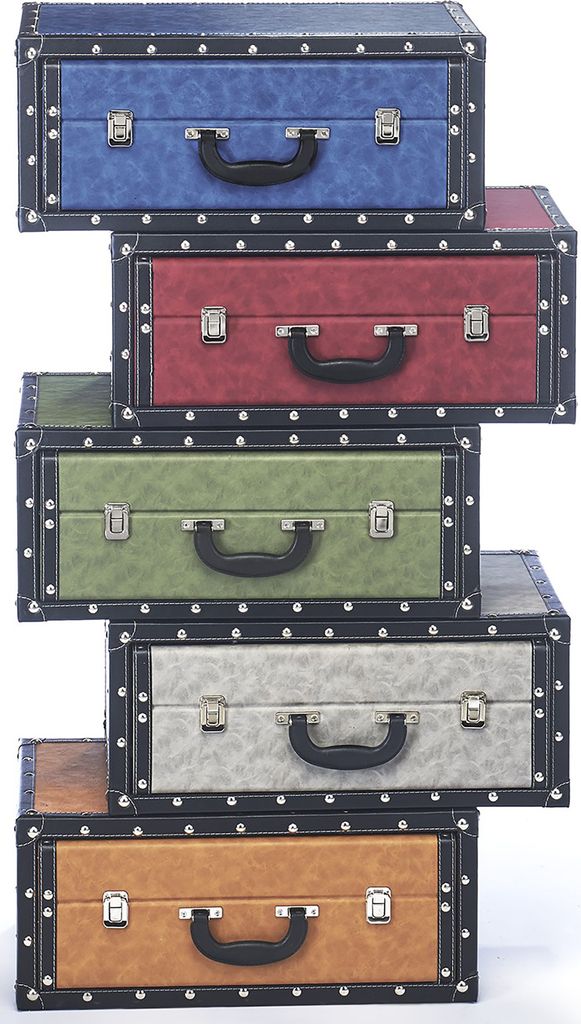 Kobolo Kofferregal Regal in Kofferoptik - bunt - 5 Fächer - 60x32x106 cm - Standregal Aufbewahrung Einrichtung Deko Bücherregal Shelf Kleinmöbel...