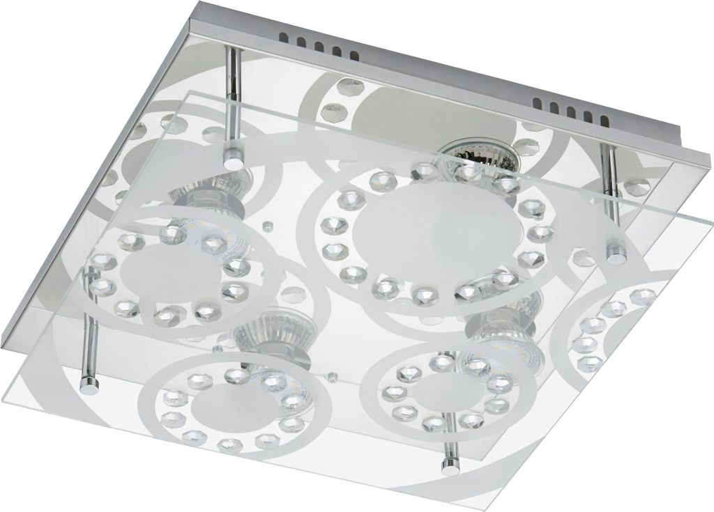 Briloner LED Deckenleuchte Tora Chrom 30x30cm 4 x 3W GU10 1000lm Warmweiß 3000K