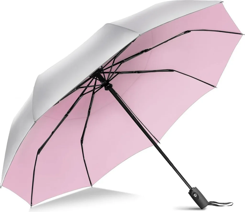 ZOMAKE Parapluie pliable automatique UPF 50+ compact noir pour voyage