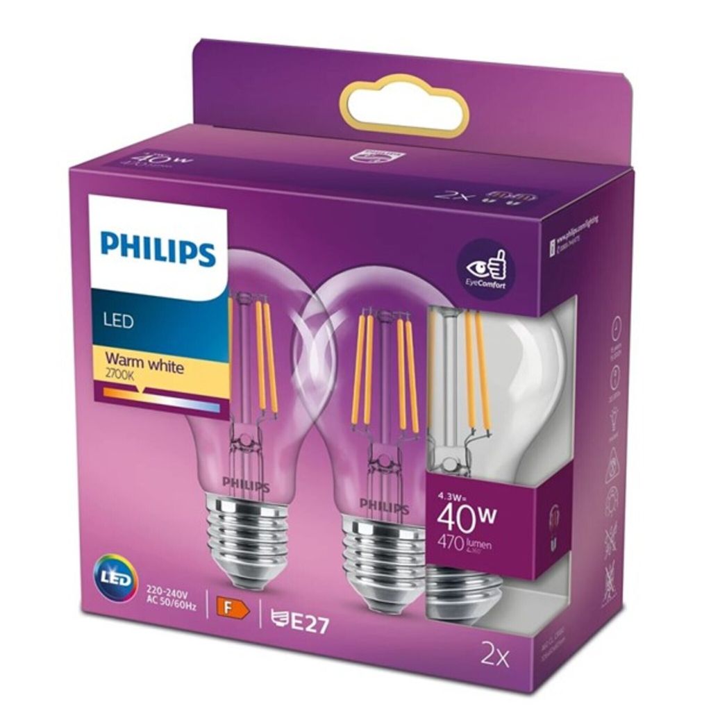 A product box for Philips LED light bulbs.