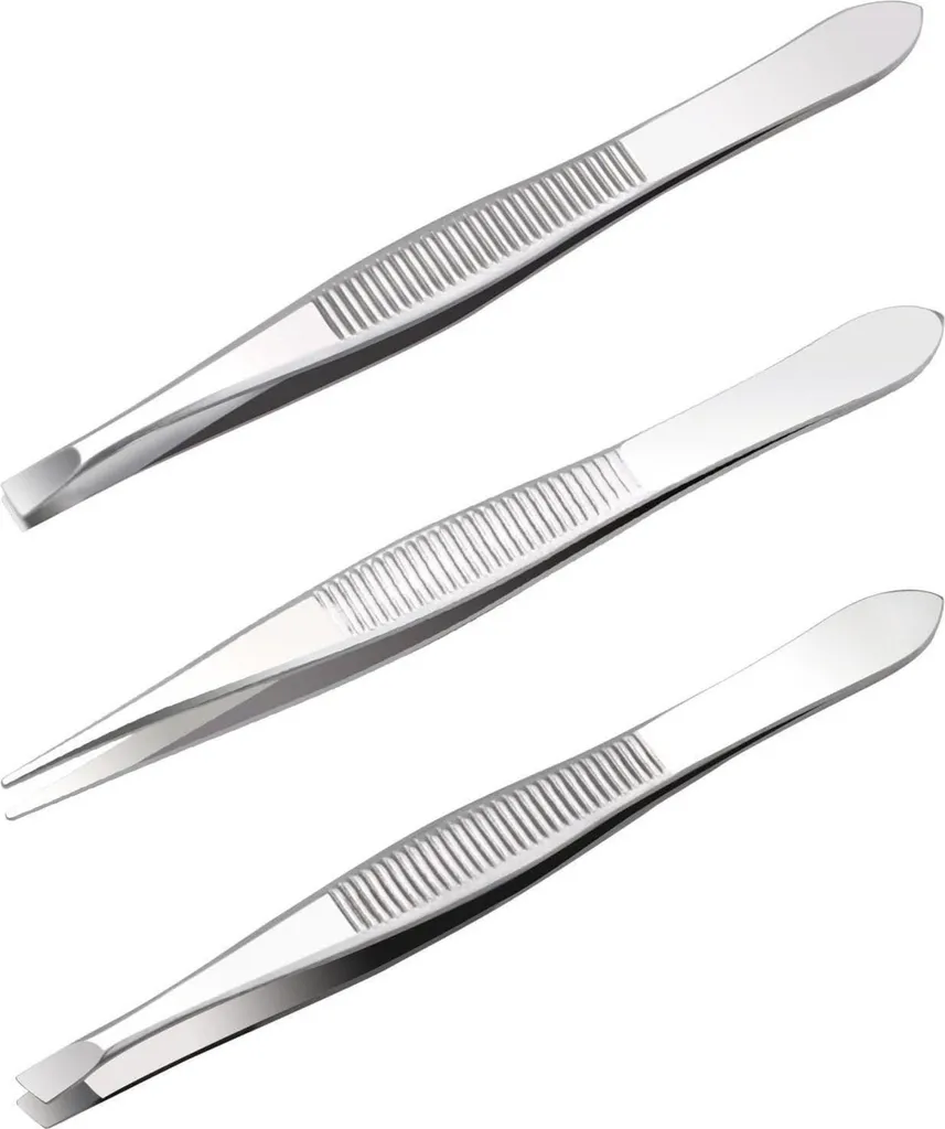 Pincettes pour épilation sourcils haute précision - Set de 3 modèles