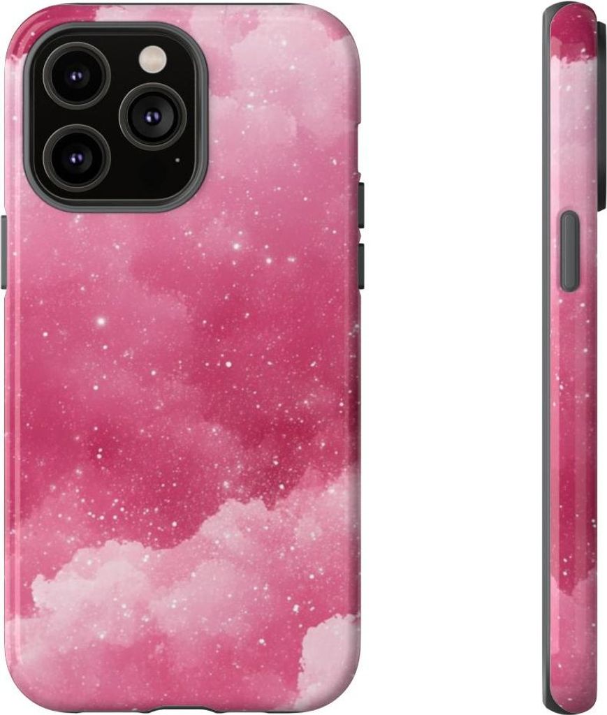 Glänzende rosa Wolken mit Glitzereffekt – Hülle Kompatibel mit iPhone 14 Pro Max