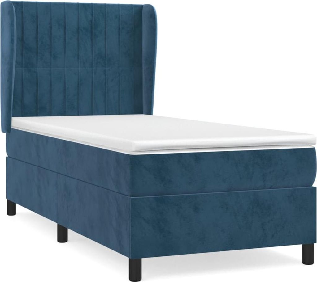 vidaXL Boxspringbett mit Matratze Dunkelblau 80x200 cm Samt