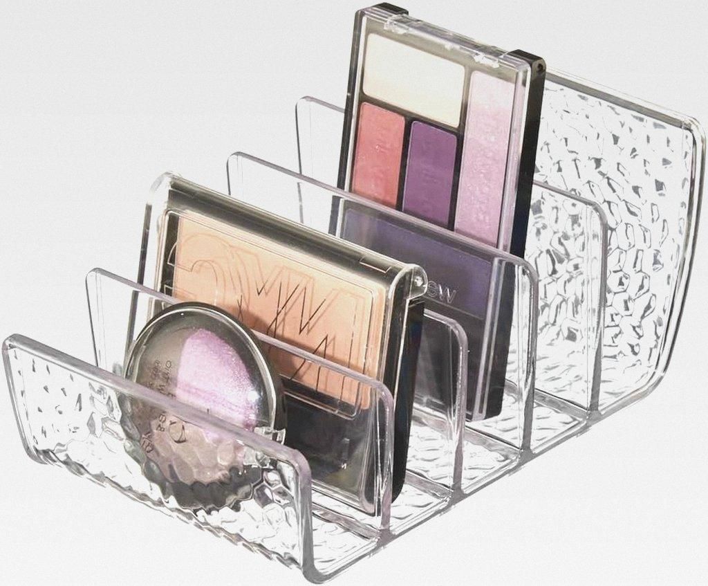 iDesign rangement maquillage, petite boîte de rangement en plastique pour maquillage avec 5 compartiments, bac de rangement vertical pour poudres,...