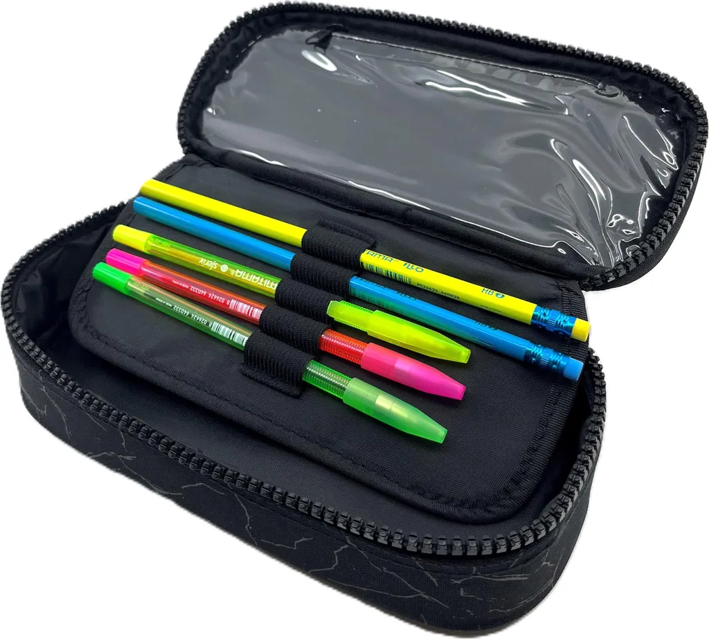 Grande trousse à crayons complète Mitama Oval Noir BDBF multi-compartiments - 3
